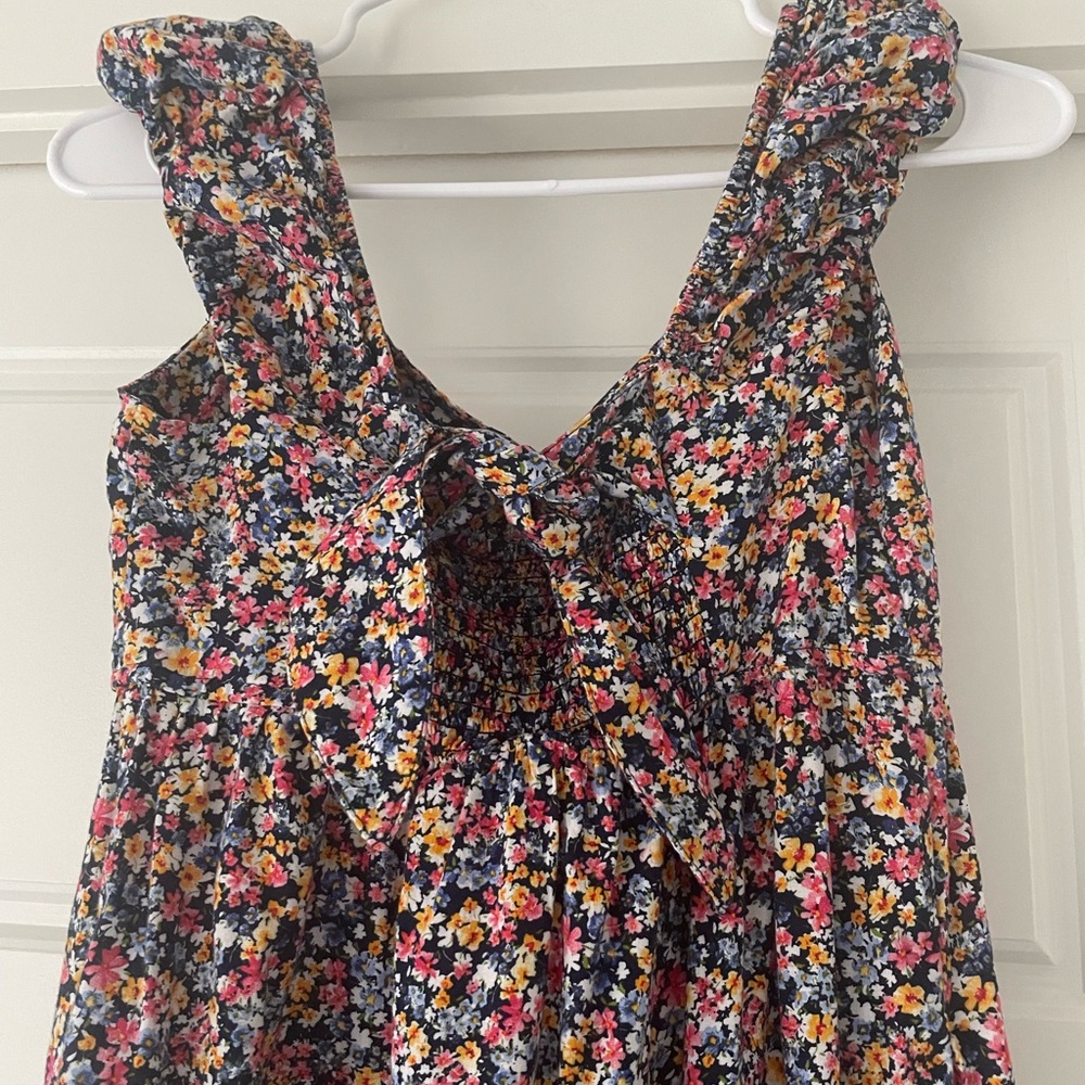 Floral Maxi Dress with Cap Sleeves and Precious Tie-back